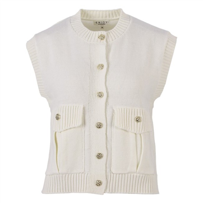 Enjoy gebreid Gilet met zakken 507453 Ecru